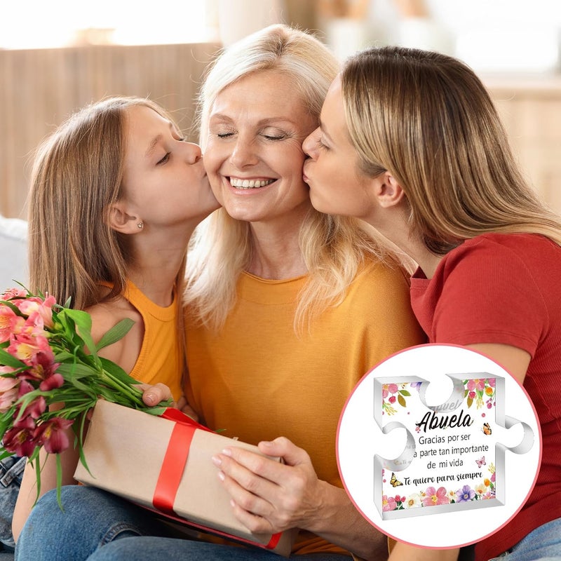 Yopyame Spanish Grandma Birthday Gifts - Regalos para Abuela Acrylic Puzzle Plaque Keepsake Paperweights Gifts for Grandma in Spanish Christmas Mothers Day Gift for Grandma from Granddaughter Grandson - Image 5